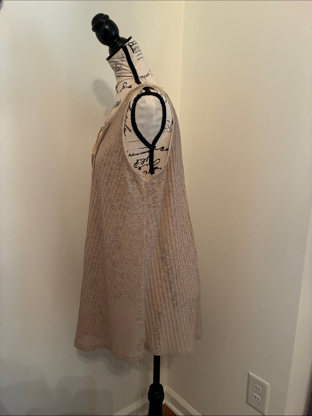 Mystree Taupe & Brown Sheer Tie-Front Tank Top - Picture 10 of 13